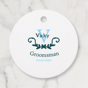 groomsman bachelorette party blue vintage classic favor tags