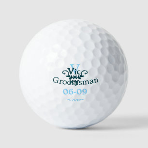 groomsman bachelorette party blue vintage classic golf balls