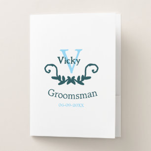 groomsman bachelorette party blue vintage classic pocket folder