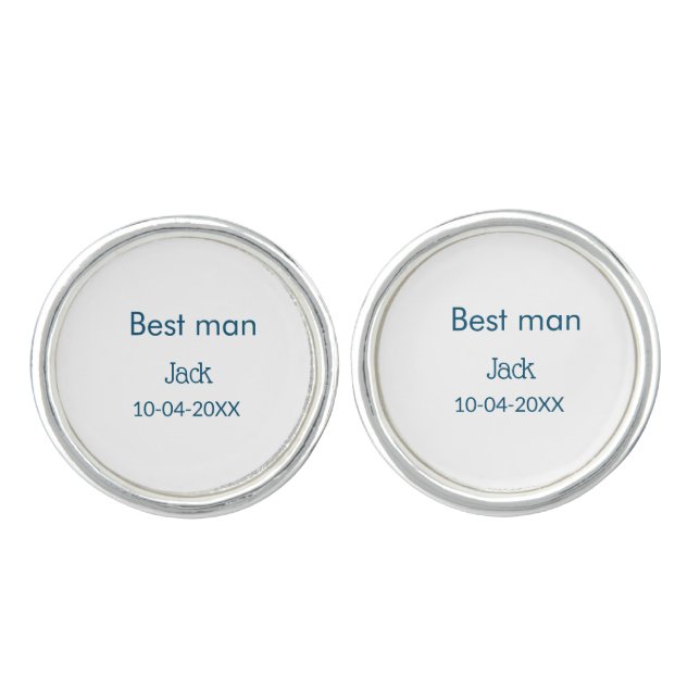 groomsman best man add name text bachelorette cufflinks (Front)
