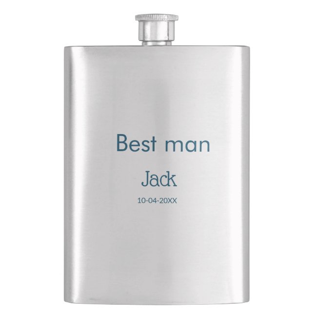 groomsman best man add name text bachelorette flask (Front)