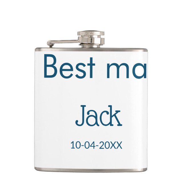 groomsman best man add name text bachelorette flask (Front)