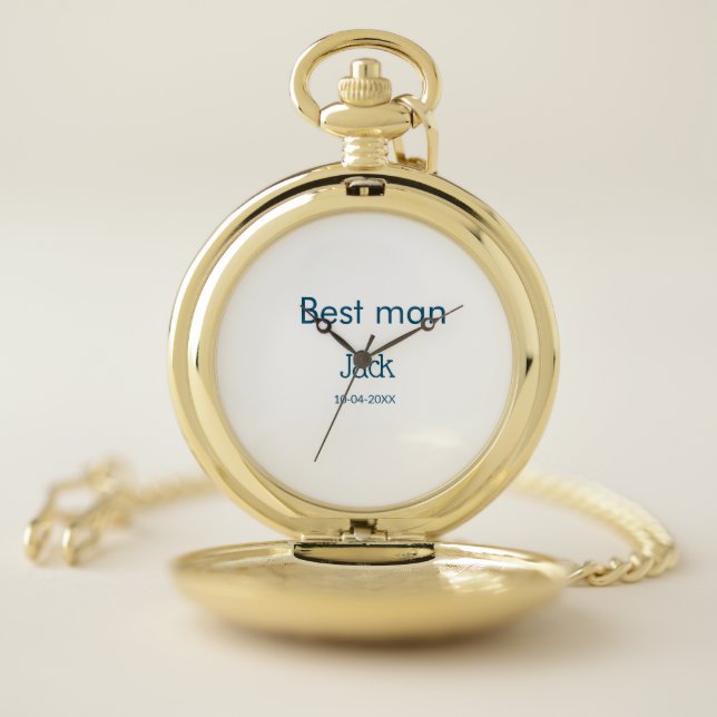 groomsman best man add name text bachelorette pocket watch (Inside)