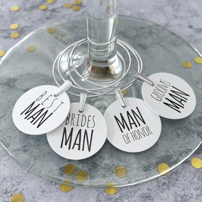 Groomsman, Best Man, Bridesman and Man of Honor Wine Charm (Easy gift for the men in your wedding party)