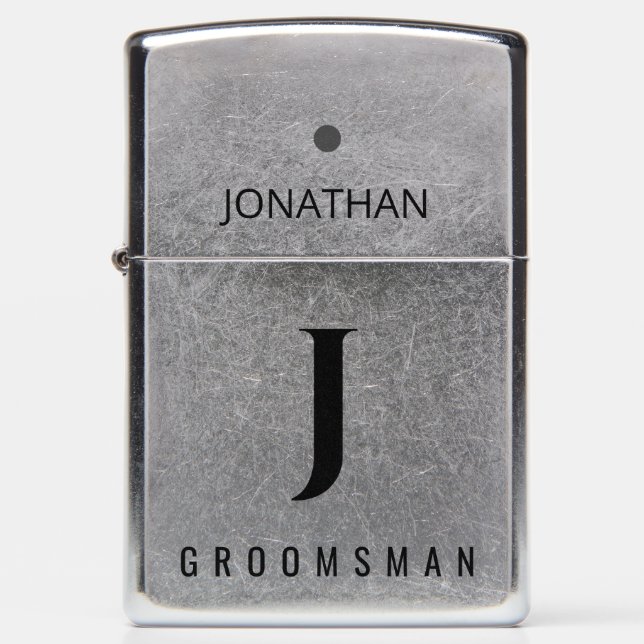 Groomsman | Best Man elegant monogrammed favor Zippo Lighter (Front)