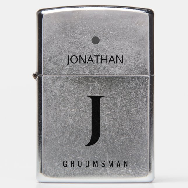 Groomsman | Best Man elegant monogrammed favor Zippo Lighter (Front)