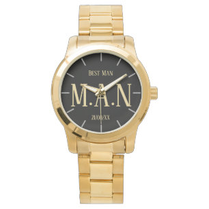 Groomsman Best Man Father Bride Groom Monogrammed Watch