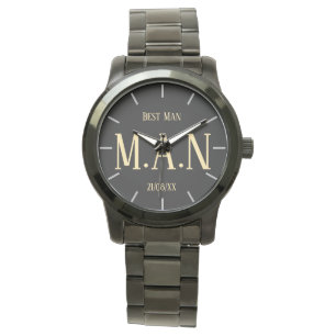 Groomsman Best Man Father Bride Groom Monogrammed Watch
