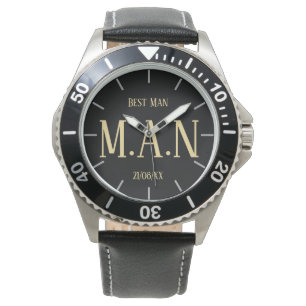 Groomsman Best Man Father Bride Groom Monogrammed Watch
