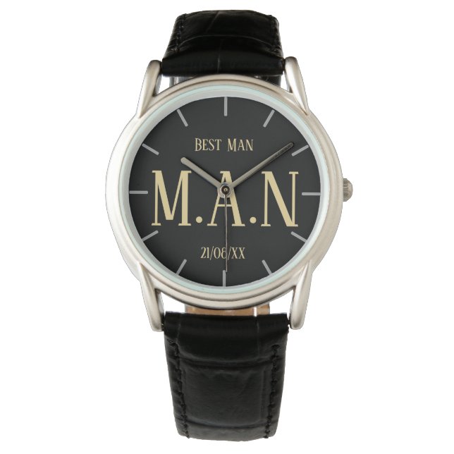 Groomsman Best Man Father Bride Groom Monogrammed Watch (Front)