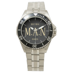 Groomsman Best Man Father Bride Groom Monogrammed Watch