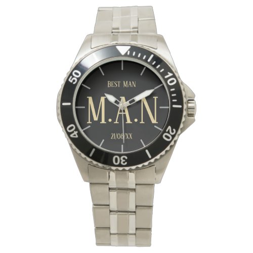 Groomsman Best Man Father Bride Groom Monogrammed Watch