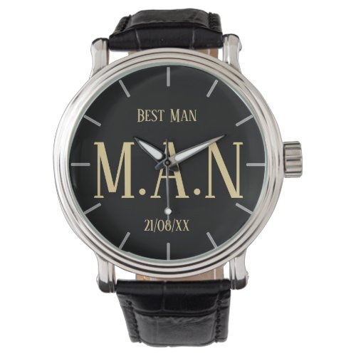 Groomsman Best Man Father Bride Groom Monogrammed Watch