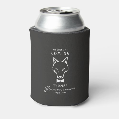 Groomsman Best Man Groom White Wolf Background Can Cooler
