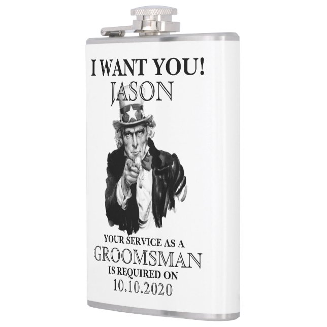 Groomsman Best Man Proposal Uncle Sam I WANT YOU Flask | Zazzle