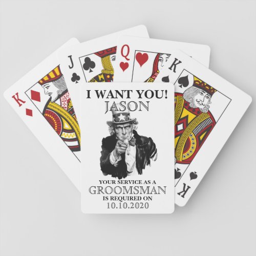 Groomsman Best Man Proposal Uncle Sam I WANT YOU Playing Cards
