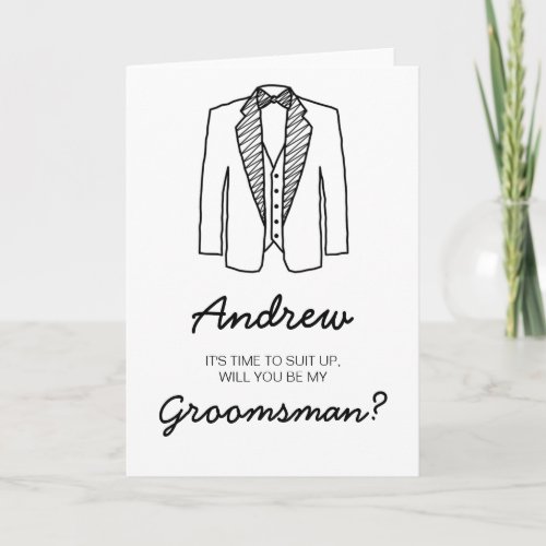Groomsman Best Man Suit Up Wedding Party Asking Card
