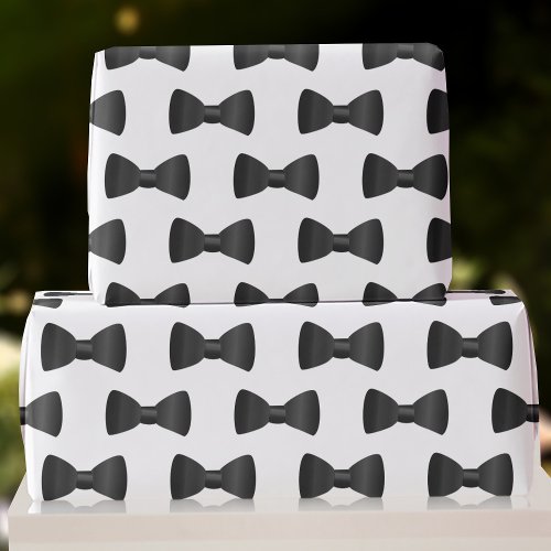 Groomsman Black and White Bow Tie Wrapping Paper