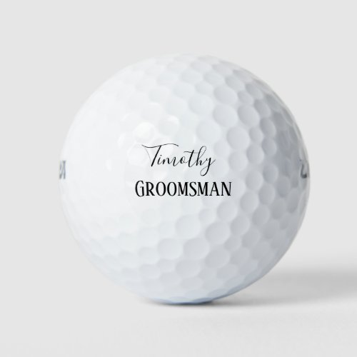 Groomsman Black and White Keepsake Golf Balls