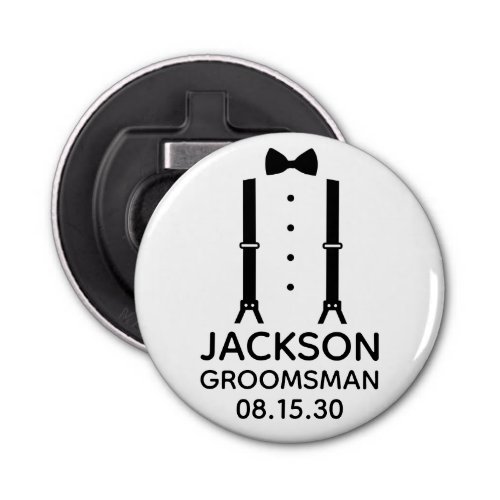 Groomsman Black Bow Tie Bottle Opener