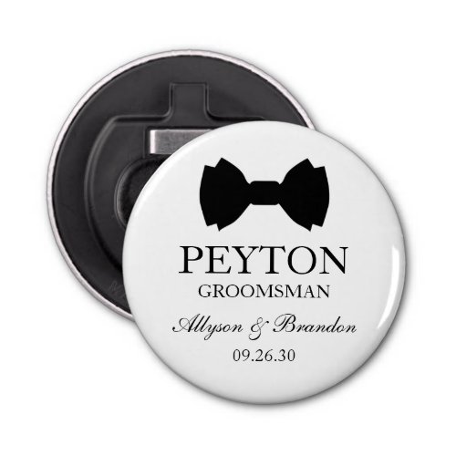 Groomsman Black Bow Tie Bottle Opener