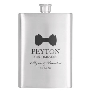 Groomsman Black Bow Tie Flask