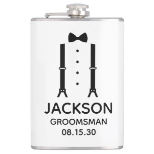 Groomsman Black Bow Tie Flask