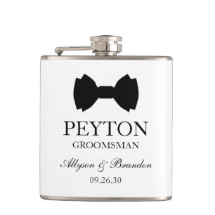 Groomsman Black Bow Tie Flask