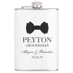 Groomsman Black Bow Tie Flask