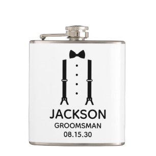 Groomsman Black Bow Tie Flask