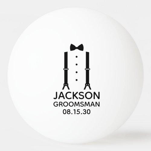 Groomsman Black Bow Tie Ping Pong Ball