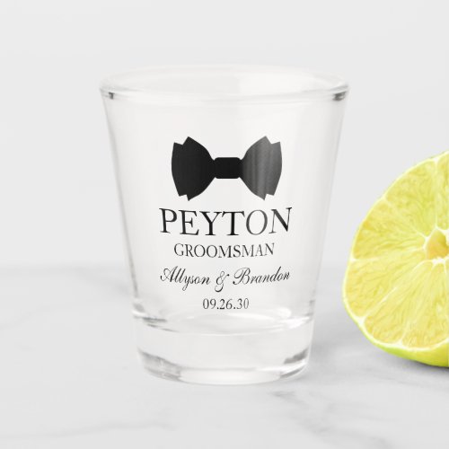 Groomsman Black Bow Tie Shot Glass