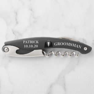 Groomsman Black Bridal Party Favor Tuxedo Wedding Waiter's Corkscrew