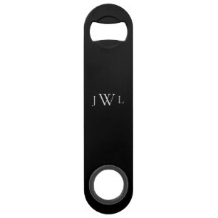 Groomsman Black Custom Monogram Name Bar Key