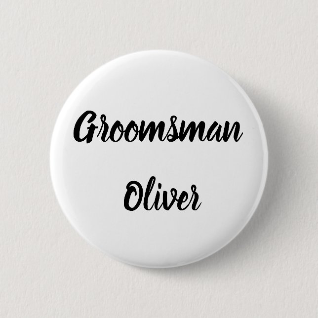 Groomsman Black Custom Name Gifts Wedding Button (Front)