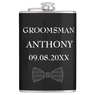Groomsman Black Elegant Custom Name Gifts Wedding  Flask