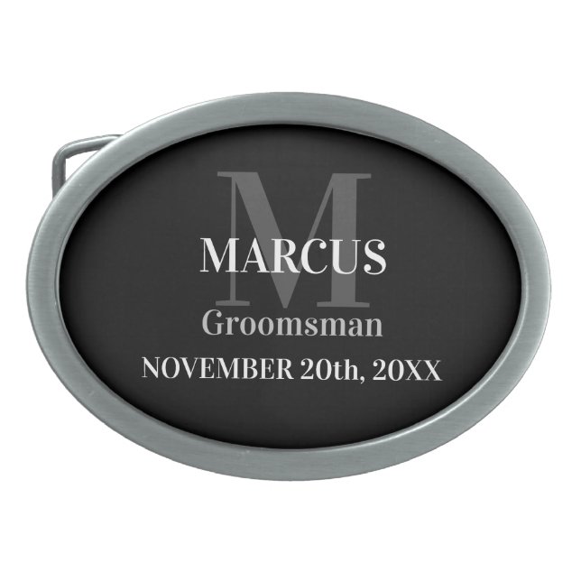 Groomsman Black Elegant Simple Modern Belt Buckle (Front)