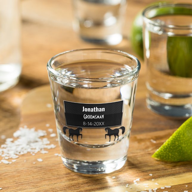 Groomsman Black Metallic Personalized Shot Glass (Creator Uploaded)