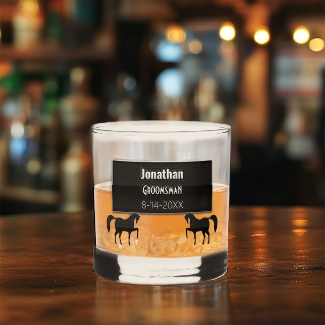 Groomsman Black Metallic Personalized Whiskey Glass (Creator Uploaded)