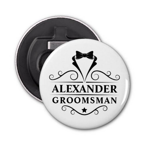 Groomsman Black Tie Bottle Opener