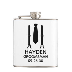 Groomsman Black Tie Flask