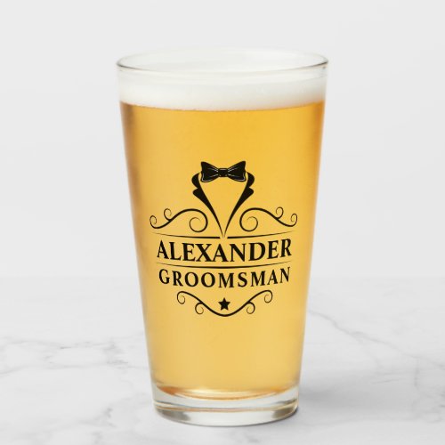 Groomsman Black Tie Glass