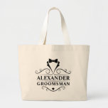Groomsman Black Tie Large Tote Bag<br><div class="desc">Wedding Groomsman Black Tie Large Tote Bag or Favor Gift Bag</div>