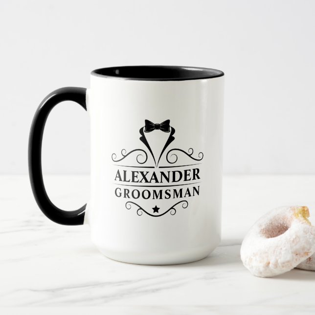Groomsman Black Tie Mug (With Donut)