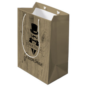 Groomsman Black Tie Mustache Medium Gift Bag