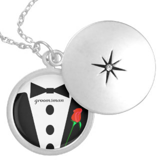 Groomsman Black Tie  Necklace