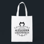 Groomsman Black Tie Reusable Bag<br><div class="desc">Wedding Groomsman Black Tie Reusable Tote Bag</div>