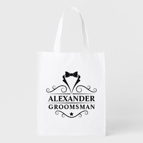 Groomsman Black Tie Reusable Bag