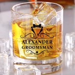 Groomsman Black Tie Shot Whiskey Glass<br><div class="desc">Wedding Groomsman Black Tie Shot Liquor Whiskey Glass</div>