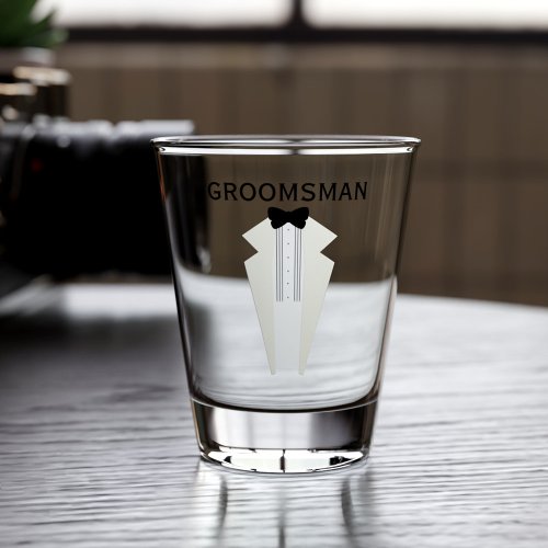 Groomsman Black Tie Tuxedo Wedding Favor Shot Glass